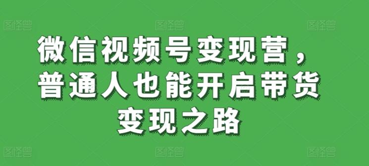 微信视频号变现营，普通人也能开启带货变现之路-禾谷轻创网