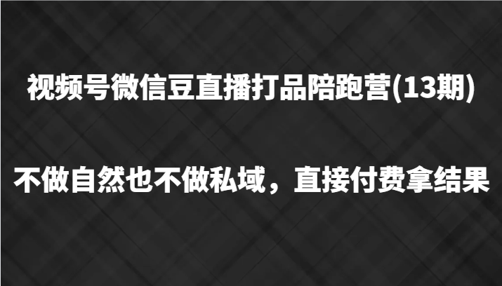 视频号微信豆直播打品陪跑(13期)，不做不自然流不做私域，直接付费拿结果-禾谷轻创网