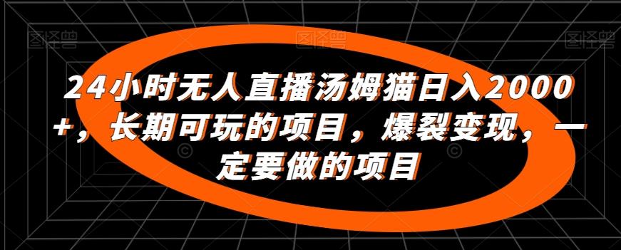 24小时无人直播汤姆猫日入2000+，长期可玩的项目，爆裂变现，一定要做的项目【揭秘】-禾谷轻创网