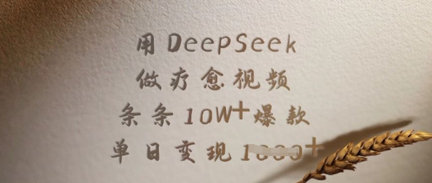 用DeepSeek做疗愈视频，条条10W+爆款，单日变现多张-禾谷轻创网