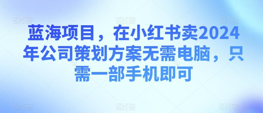 蓝海项目，在小红书卖2024年公司策划方案无需电脑，只需一部手机即可-禾谷轻创网