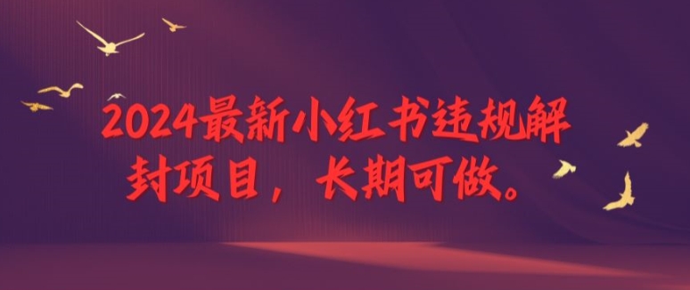 2024最新小红书违规解封项目，长期可做，一个可以做到退休的项目【揭秘】-禾谷轻创网