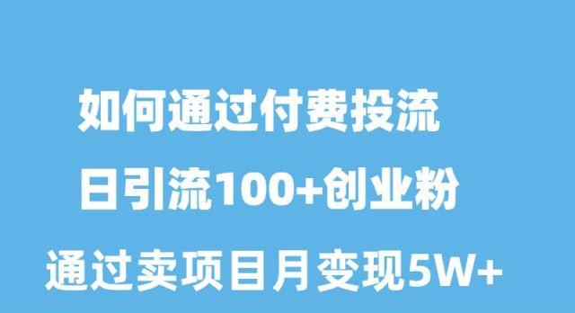 如何通过付费投流日引流100+创业粉月变现5W+-禾谷轻创网