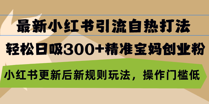 最新小红书引流自热打法，轻松日吸300+精准宝妈创业粉，小红书更新后新...-禾谷轻创网