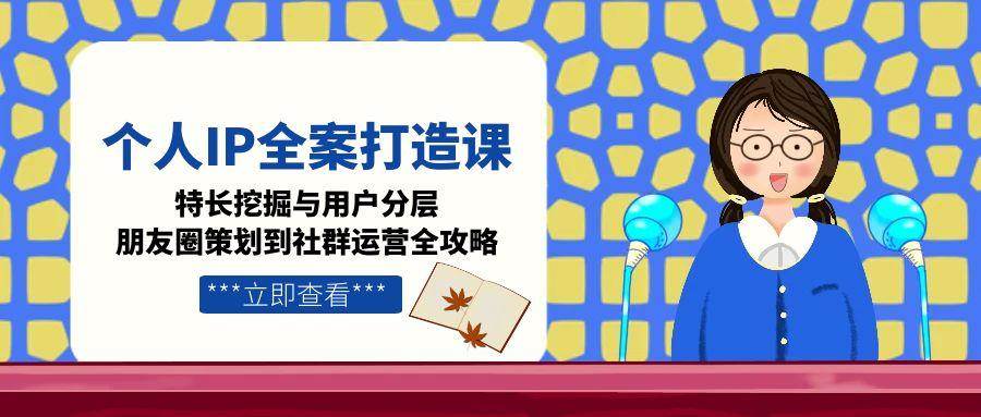 个人IP全案打造课，特长挖掘与用户分层，朋友圈策划到社群运营全攻略-禾谷轻创网