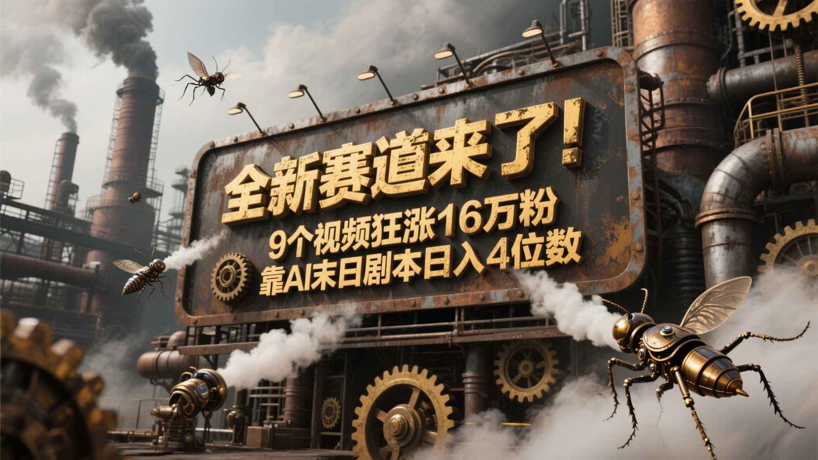 全新赛道来了！9个视频狂涨16万粉，靠AI末日剧本日入4位数，评论区爆肝追更！-禾谷轻创网