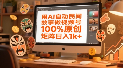 用AI自动民间故事做视频号，100%原创，矩阵日入1k+-禾谷轻创网