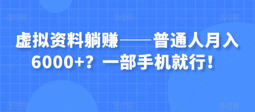 虚拟资料躺赚——普通人月入6000+？一部手机就行！-禾谷轻创网
