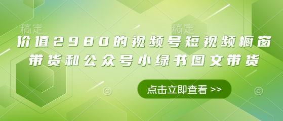 价值2980的视频号短视频橱窗带货和公众号小绿书图文带货-禾谷轻创网