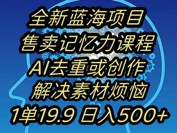 蓝海项目记忆力提升，AI去重，一单19.9日入500+【揭秘】-禾谷轻创网