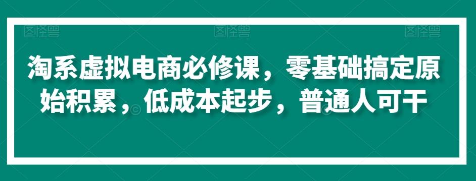 淘系虚拟电商必修课，零基础搞定原始积累，低成本起步，普通人可干-禾谷轻创网