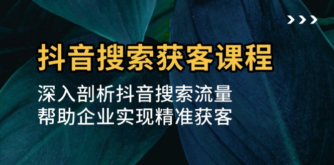 抖音搜索获客课程：深入剖析抖音搜索流量，帮助企业实现精准获客-禾谷轻创网