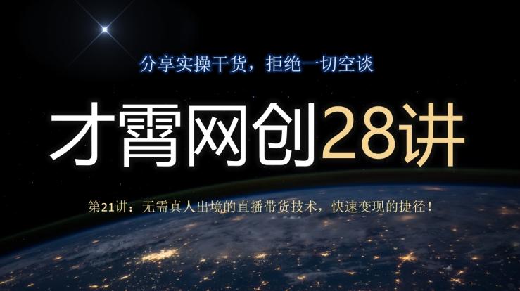 才霄网创28讲第21讲：无需真人出境的直播带货技术，快速变现的捷径！-禾谷轻创网