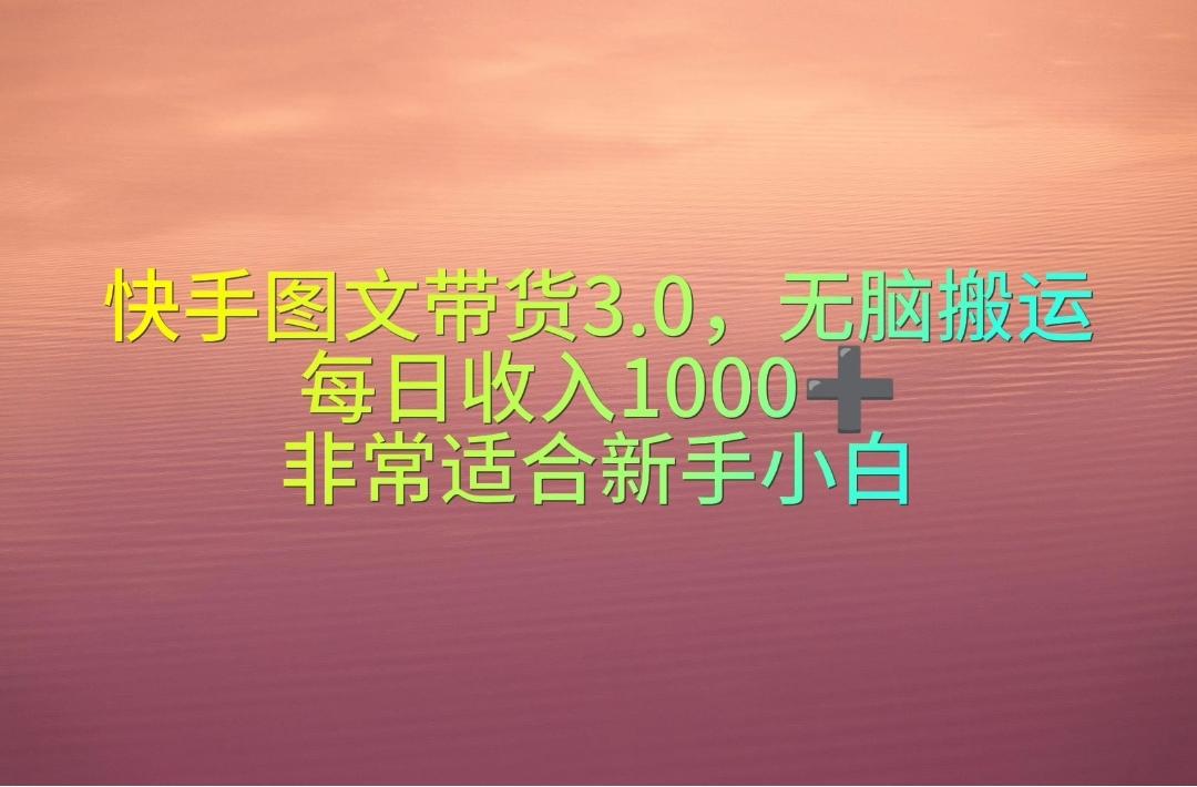 快手图文带货3.0，无脑搬运，每日收入1000＋，非常适合新手小白-禾谷轻创网