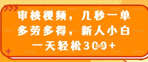 视频审核员，几秒一单，不限时间，不限地点，多做多得，新人小白一天轻松几张+【揭秘】-禾谷轻创网