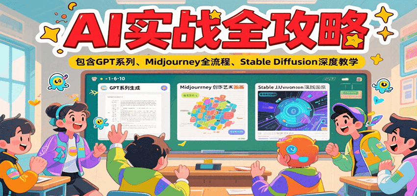 AI实战全攻略，包含GPT系列、Midjourney全流程、Stable Diffusion深度教学-禾谷轻创网