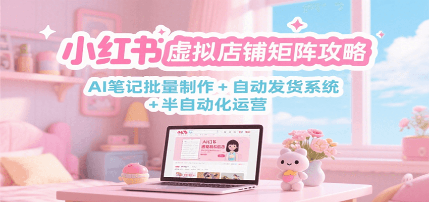 小红书虚拟店铺矩阵攻略：AI笔记批量制作 + 自动发货系统 + 半自动化运营-禾谷轻创网