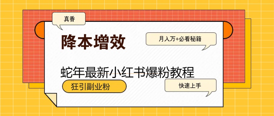 蛇年最新小红书爆粉教程，狂引副业粉，月入万+必看-禾谷轻创网