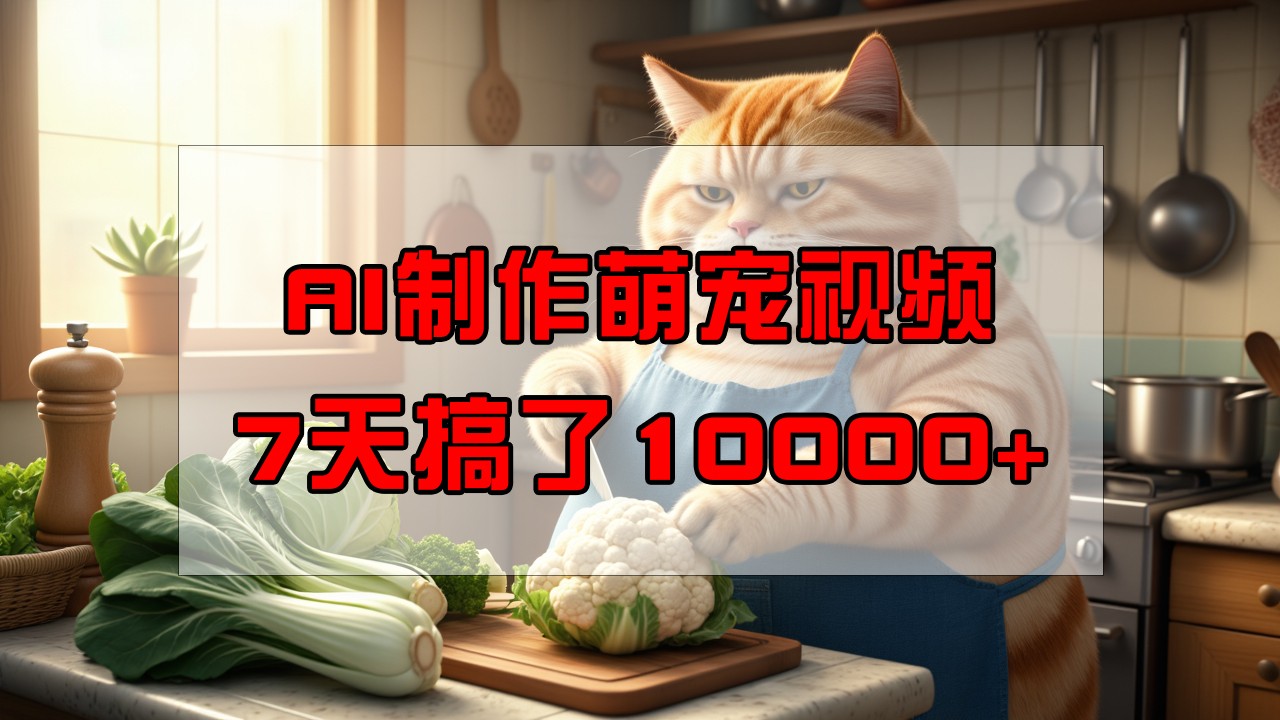 靠AI制作萌宠视频，7天搞了1万+，操作简单门槛低，有手机就行-禾谷轻创网