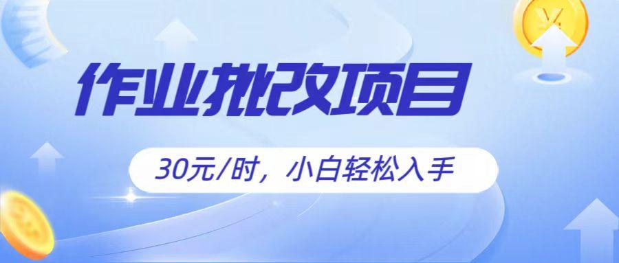 作业批改项目30元/时，简单小白轻松入手，非常适合兼职-禾谷轻创网