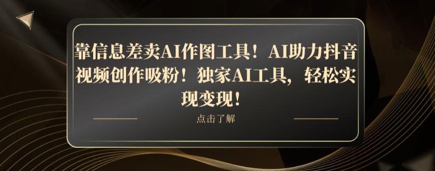 靠信息差卖AI作图工具！AI助力抖音视频创作吸粉！独家AI工具，轻松实现变现！-禾谷轻创网