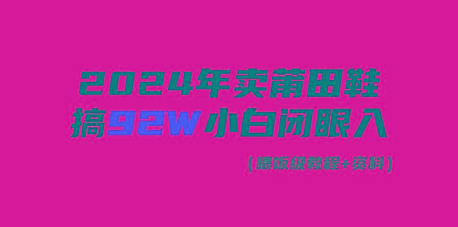 (9329期)2024年卖莆田鞋，搞了92W，小白闭眼操作！-禾谷轻创网