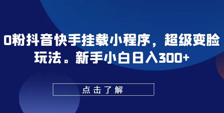 0粉抖音快手挂载小程序，超级变脸玩法，新手小白日入300+【揭秘】-禾谷轻创网