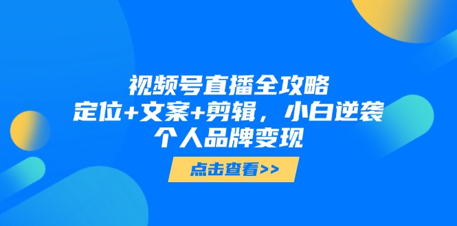 视频号直播全攻略，定位+文案+剪辑，小白逆袭个人品牌变现-禾谷轻创网