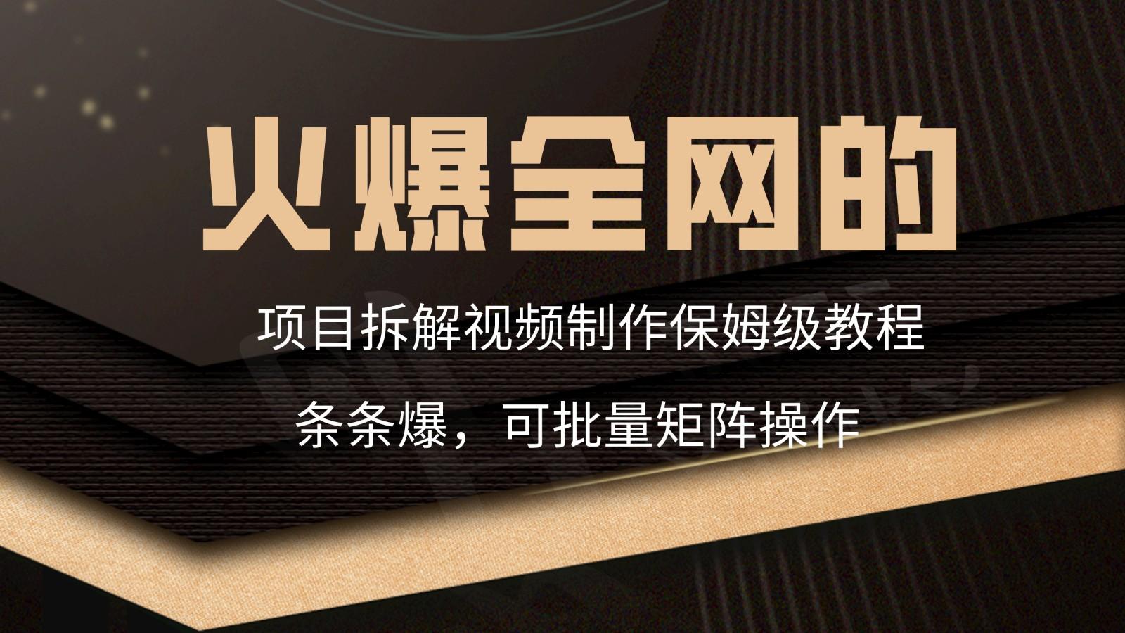 火爆全网的项目拆解类视频如何制作，条条爆，保姆级教程-禾谷轻创网