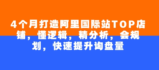 4个月打造阿里国际站TOP店铺，懂逻辑，精分析，会规划，快速提升询盘量-禾谷轻创网