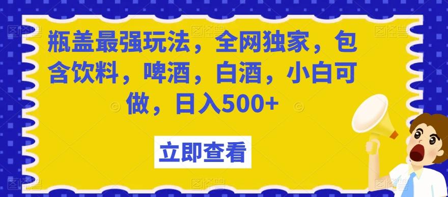 瓶盖最强玩法，全网独家，包含饮料，啤酒，白酒，小白可做，日入500+【揭秘】-禾谷轻创网