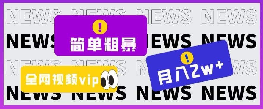 简单粗暴零成本,高回报,全网视频VIP掘金项目,月入2万+【揭秘】