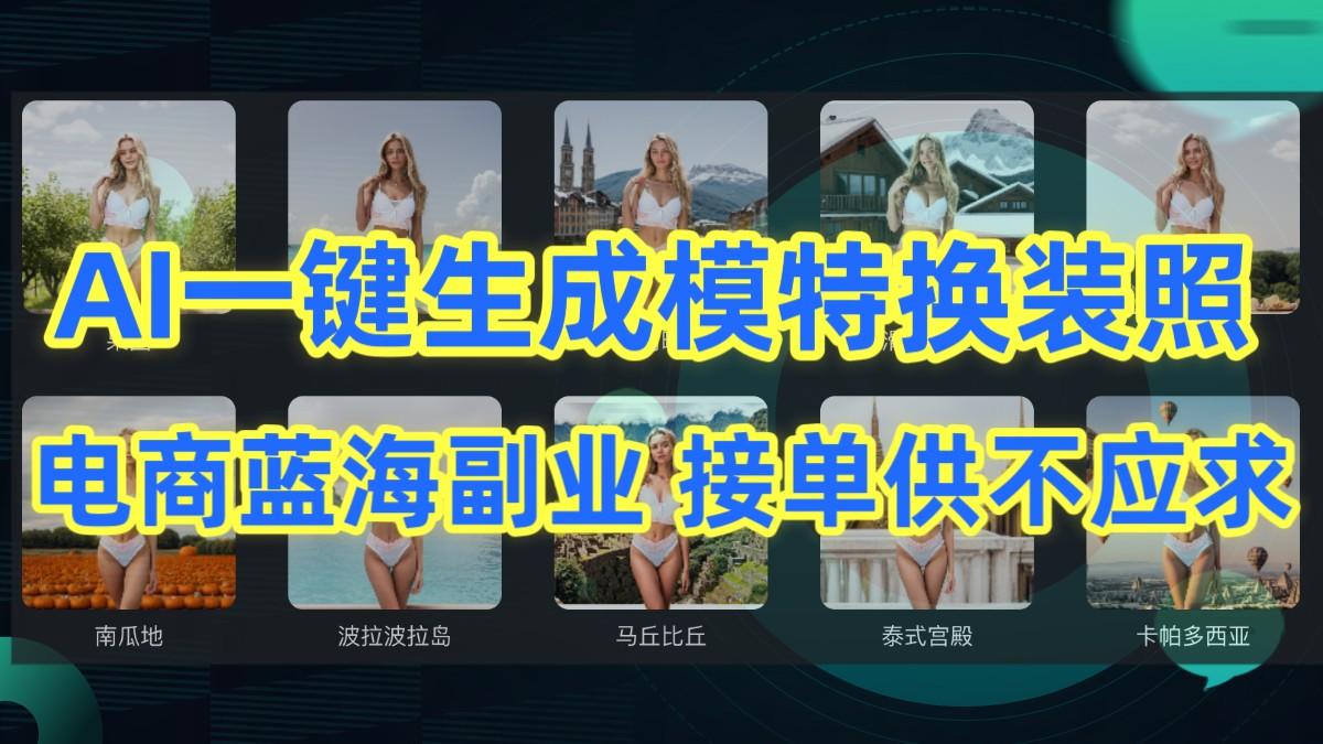 AI制作一键生成模特换装照，电商蓝海副业，接单供不应求-禾谷轻创网