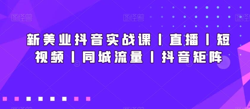 新美业抖音实战课丨直播丨短视频丨同城流量丨抖音矩阵-禾谷轻创网