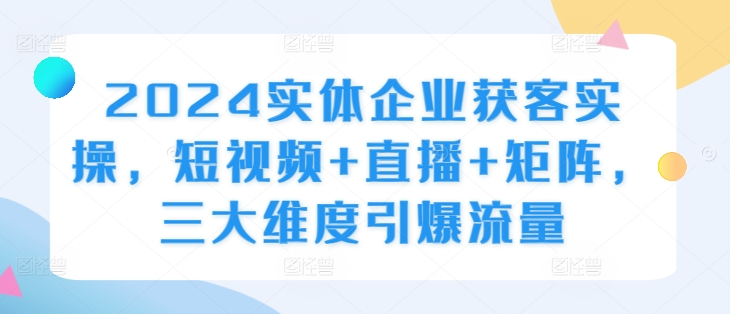2024实体企业获客实操，短视频+直播+矩阵，三大维度引爆流量-禾谷轻创网