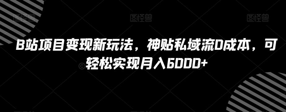 B站项目变现新玩法，神贴私域流0成本，可轻松实现月入6000+【揭秘】-禾谷轻创网