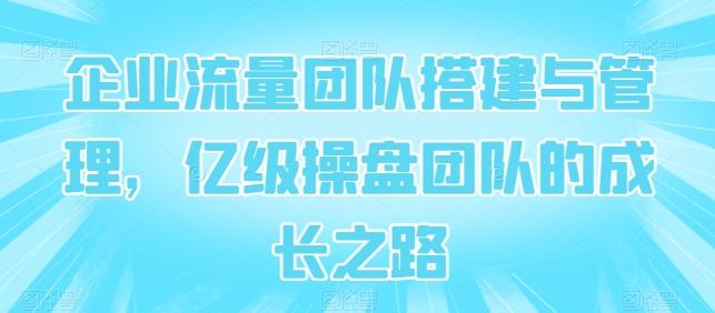 企业流量团队搭建与管理，亿级操盘团队的成长之路-禾谷轻创网
