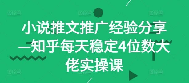 小说推文推广经验分享—知乎每天稳定4位数大佬实操课-禾谷轻创网