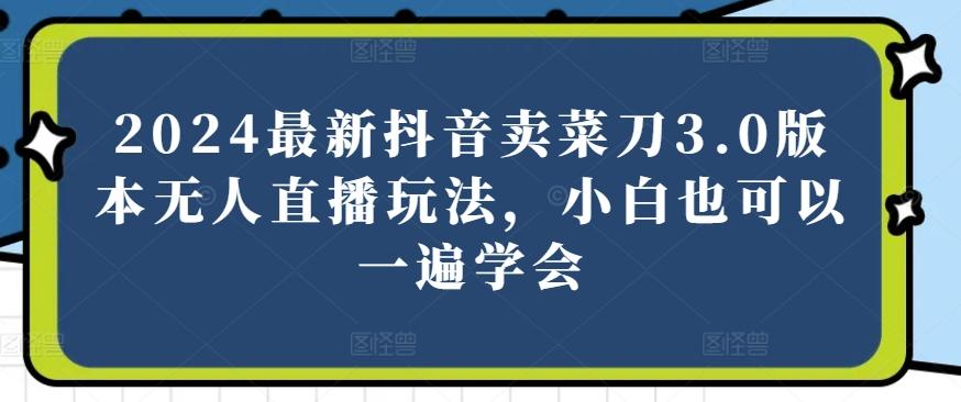 2024最新抖音卖菜刀3.0版本无人直播玩法,小白也可以一遍学会【揭秘】