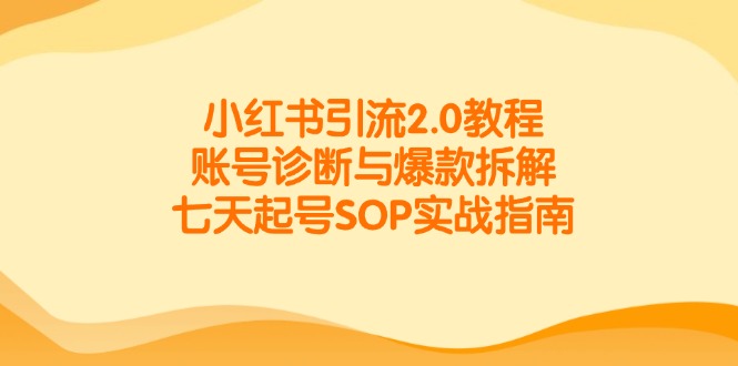 小红书引流2.0教程,账号诊断与爆款拆解,七天起号SOP实战指南-禾谷轻创网