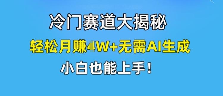 冷门赛道大揭秘，轻松月赚1W+无需AI生成，小白也能上手【揭秘】-禾谷轻创网