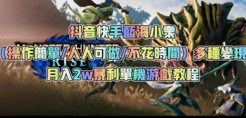 抖音快手蓝海小众（操作简单人人可做不花时间）多种变现月入2w＋暴利单机游戏教程-禾谷轻创网