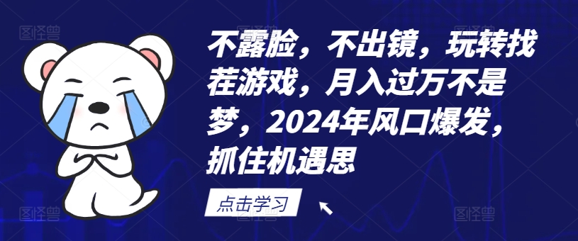不露脸，不出镜，玩转找茬游戏，月入过万不是梦，2024年风口爆发，抓住机遇【揭秘】-禾谷轻创网