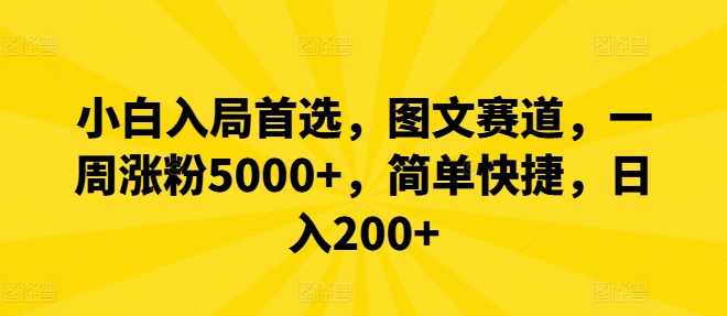 小白入局首选，图文赛道，一周涨粉5000+，简单快捷，日入200+-禾谷轻创网