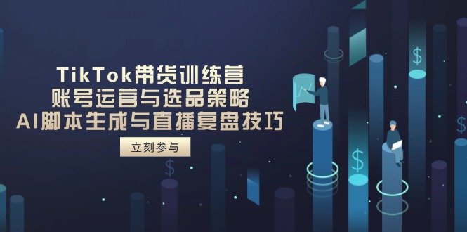 TikTok带货训练营，账号运营与选品策略，AI脚本生成与直播复盘技巧-禾谷轻创网