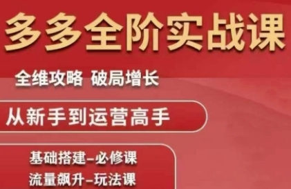 拼多多全阶实战课程，全维攻略，破局增长，从新手到运营高手-禾谷轻创网