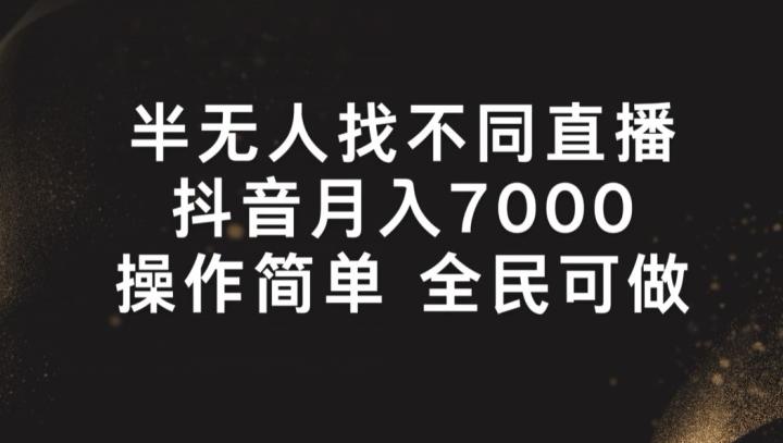 半无人找不同直播，月入7000+，操作简单 全民可做【揭秘】-禾谷轻创网