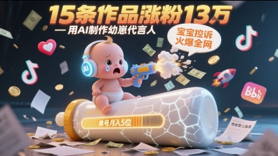 用AI制作幼崽代言人，宝宝的控诉火爆全网，15条作品涨粉13W，单号月入5位数实操教程-禾谷轻创网