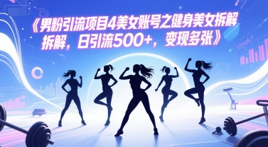 男粉引流项目4美女账号之健身美女拆解，日引流500+，变现多张-禾谷轻创网