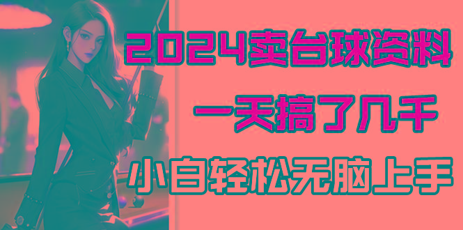 2024卖台球资料，一天搞了几千，小白轻松无脑上手-禾谷轻创网